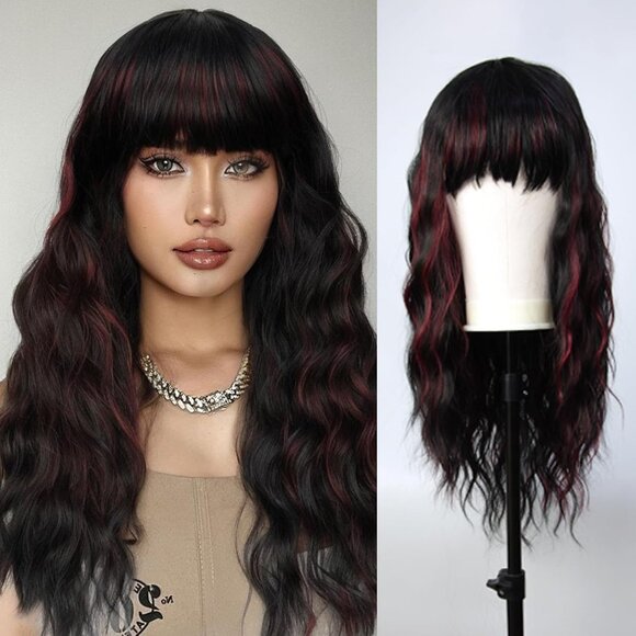 Hair Wigs 20 inch Red and Black Body Wave Wig